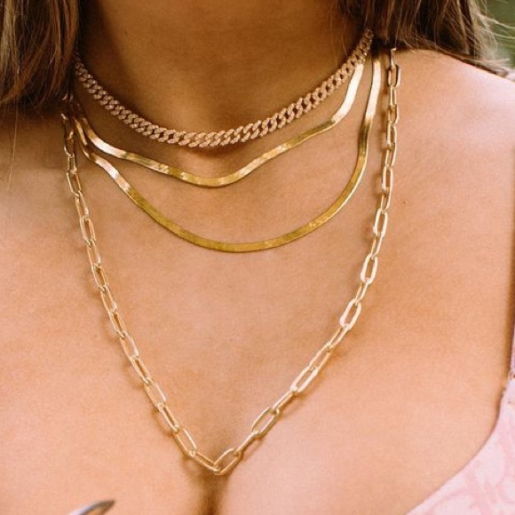 3mm 14K Gold plated HerringBone Chain 16" 18" 20" - Picture 1 of 7